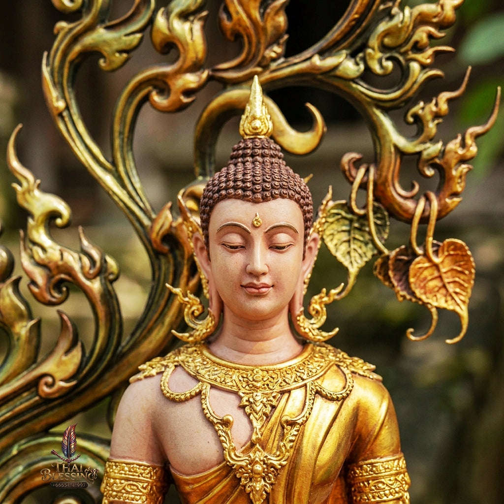 Authentic Sacred Grand Monumental Thai Fine Art Bronze Statue "Phra Phuttha Barami Bodhiyan" (80 cm High Monumental Altar Size - Excl. Marble Base) Thai Blessing Co By RURUECHA