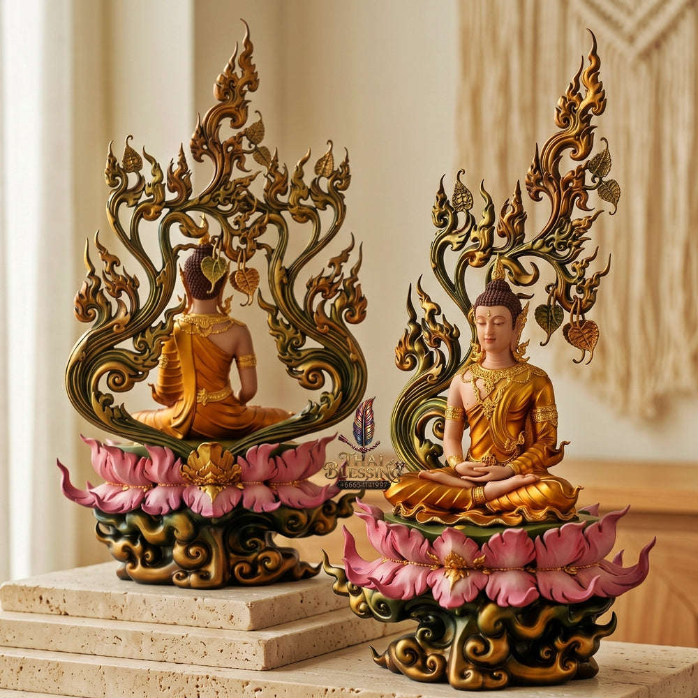 Authentic Sacred Grand Monumental Thai Fine Art Bronze Statue "Phra Phuttha Barami Bodhiyan" (80 cm High Monumental Altar Size - Excl. Marble Base) Thai Blessing Co By RURUECHA