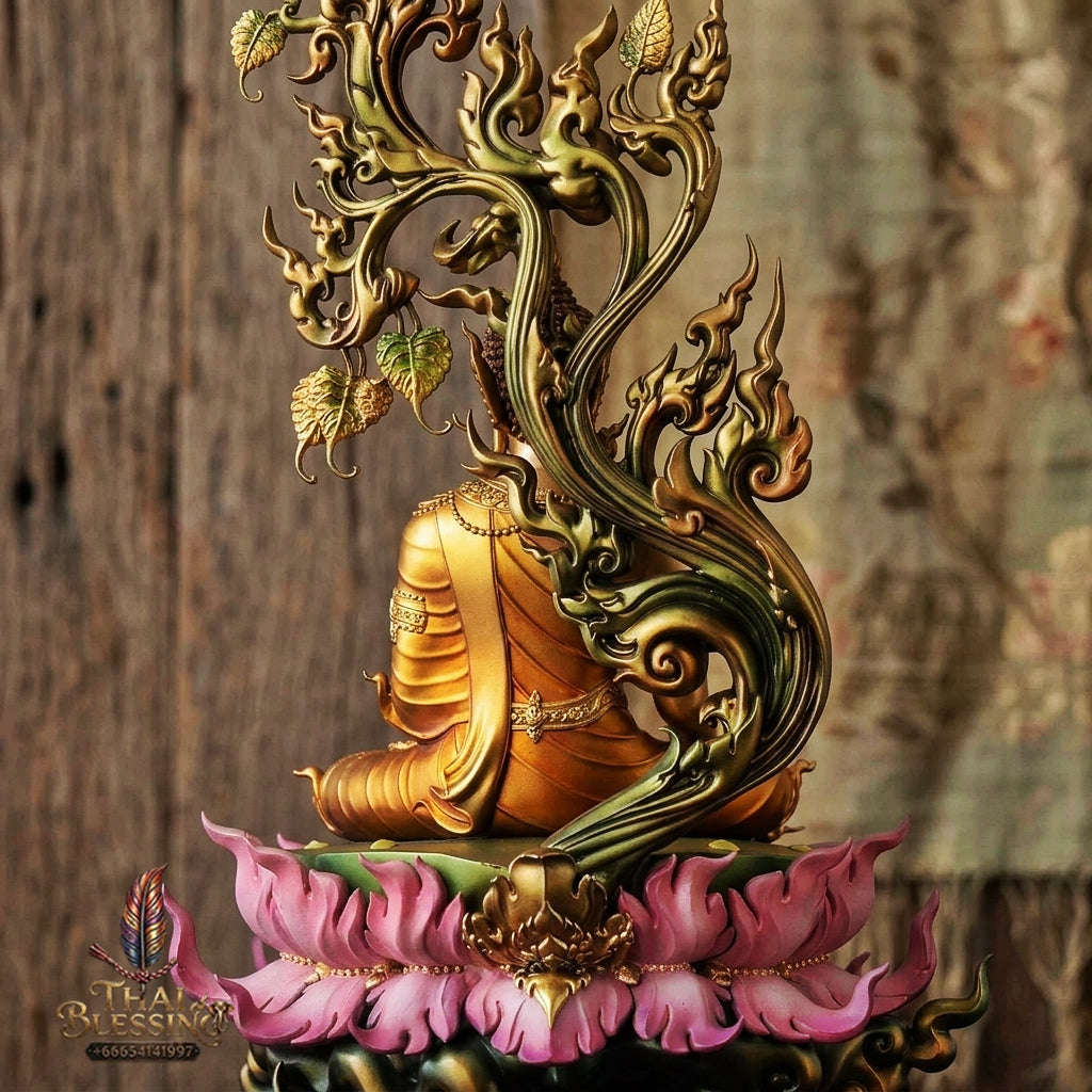 Authentic Sacred Grand Monumental Thai Fine Art Bronze Statue "Phra Phuttha Barami Bodhiyan" (80 cm High Monumental Altar Size - Excl. Marble Base) Thai Blessing Co By RURUECHA