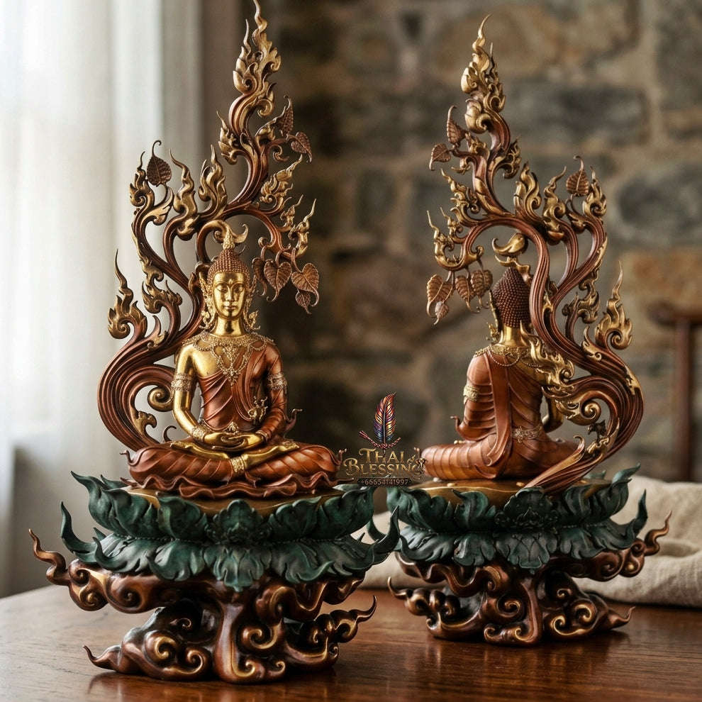 Authentic Sacred Grand Monumental Thai Fine Art Bronze Statue "Phra Phuttha Barami Bodhiyan" (9 Inch Lap / 80 cm High Altar Size B.E. 2568) Thai Blessing Co By RURUECHA