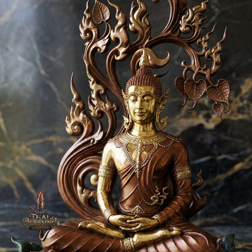 Authentic Sacred Grand Monumental Thai Fine Art Bronze Statue "Phra Phuttha Barami Bodhiyan" (9 Inch Lap / 80 cm High Altar Size B.E. 2568) Thai Blessing Co By RURUECHA