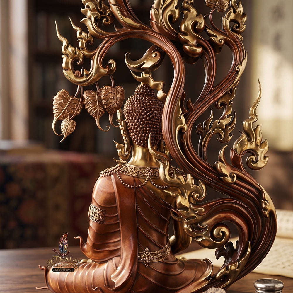 Authentic Sacred Grand Monumental Thai Fine Art Bronze Statue "Phra Phuttha Barami Bodhiyan" (9 Inch Lap / 80 cm High Altar Size B.E. 2568) Thai Blessing Co By RURUECHA