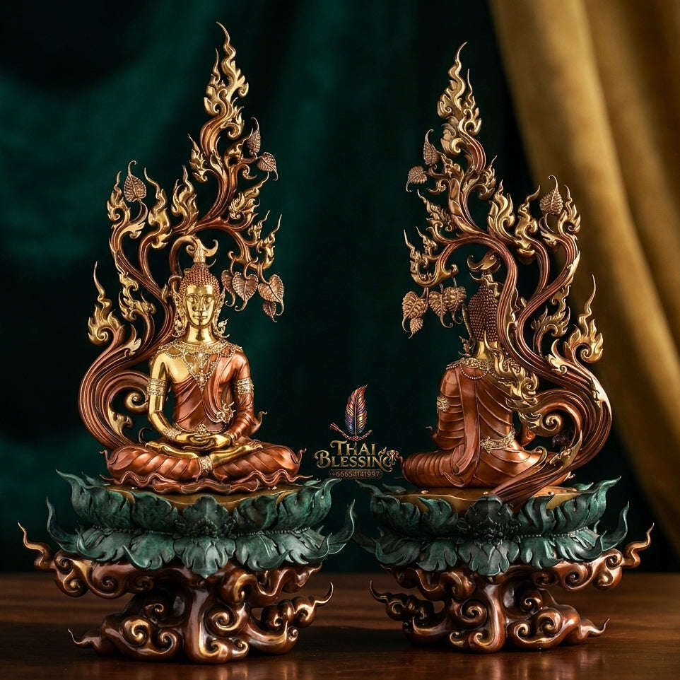 Authentic Sacred Grand Monumental Thai Fine Art Bronze Statue "Phra Phuttha Barami Bodhiyan" (9 Inch Lap / 80 cm High Altar Size B.E. 2568) Thai Blessing Co By RURUECHA