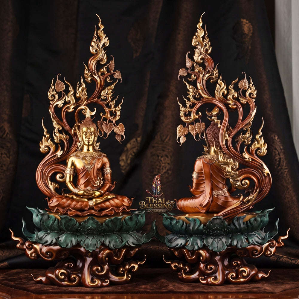 Authentic Sacred Grand Monumental Thai Fine Art Bronze Statue "Phra Phuttha Barami Bodhiyan" (9 Inch Lap / 80 cm High Altar Size B.E. 2568) Thai Blessing Co By RURUECHA