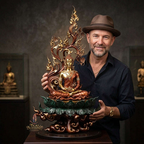 Authentic Sacred Grand Monumental Thai Fine Art Bronze Statue "Phra Phuttha Barami Bodhiyan" (9 Inch Lap / 80 cm High Altar Size B.E. 2568) Thai Blessing Co By RURUECHA