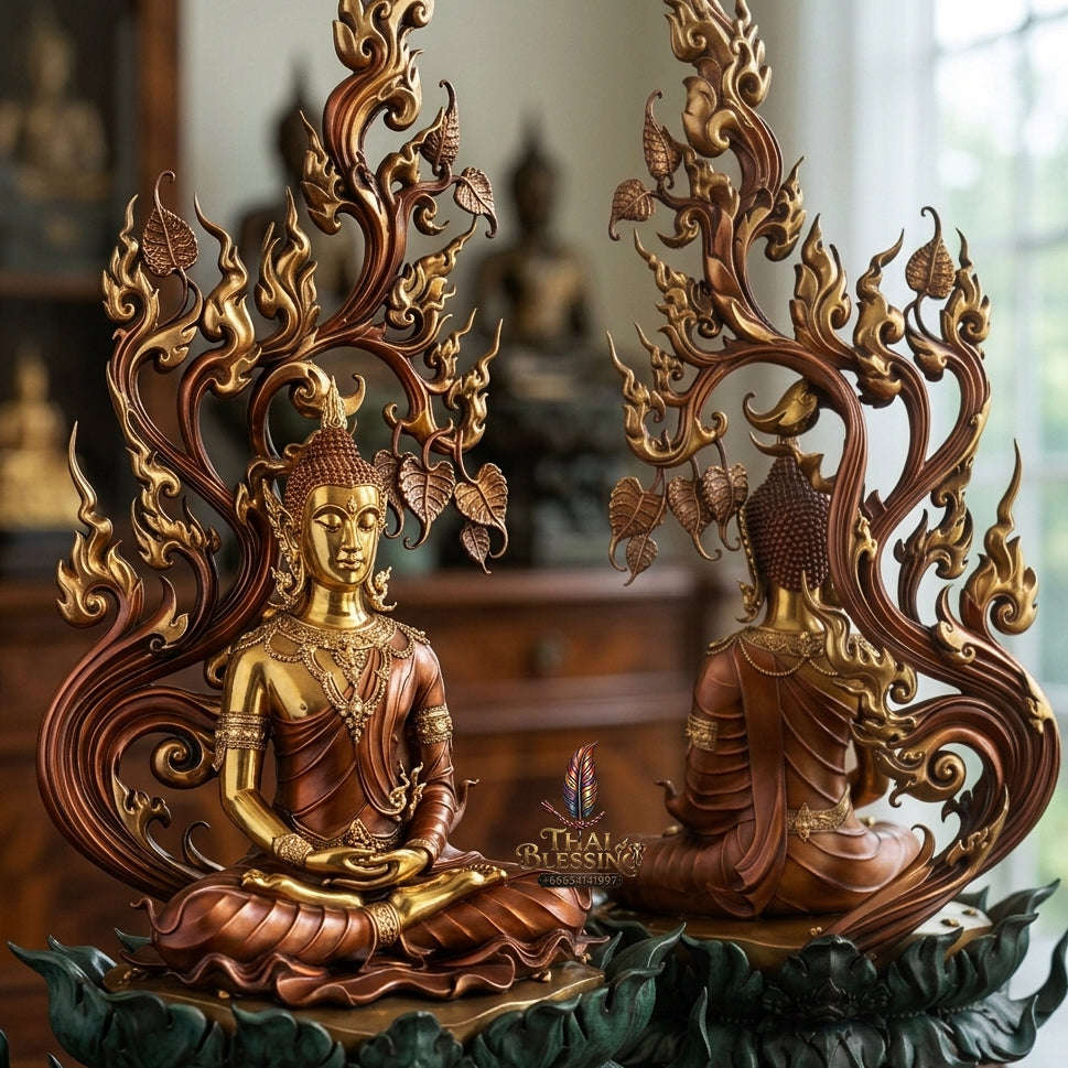 Authentic Sacred Grand Monumental Thai Fine Art Bronze Statue "Phra Phuttha Barami Bodhiyan" (9 Inch Lap / 80 cm High Altar Size B.E. 2568) Thai Blessing Co By RURUECHA