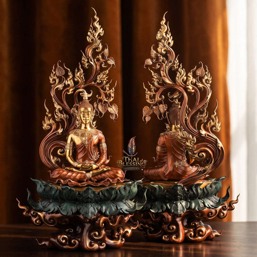 Authentic Sacred Grand Monumental Thai Fine Art Bronze Statue "Phra Phuttha Barami Bodhiyan" (9 Inch Lap / 80 cm High Altar Size B.E. 2568) Thai Blessing Co By RURUECHA
