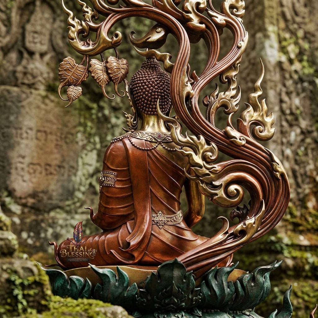 Authentic Sacred Grand Monumental Thai Fine Art Bronze Statue "Phra Phuttha Barami Bodhiyan" (9 Inch Lap / 80 cm High Altar Size B.E. 2568) Thai Blessing Co By RURUECHA