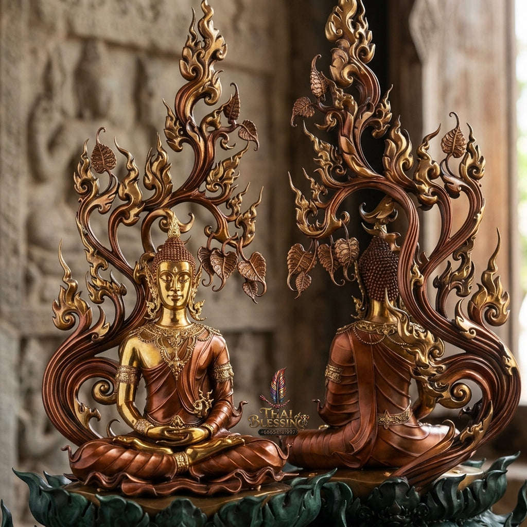 Authentic Sacred Grand Monumental Thai Fine Art Bronze Statue "Phra Phuttha Barami Bodhiyan" (9 Inch Lap / 80 cm High Altar Size B.E. 2568) Thai Blessing Co By RURUECHA