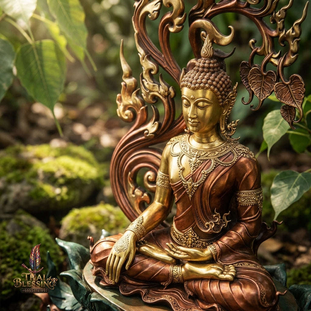 Authentic Sacred Grand Monumental Thai Fine Art Bronze Statue "Phra Phuttha Barami Bodhiyan" (9 Inch Lap / 80 cm High Altar Size B.E. 2568) Thai Blessing Co By RURUECHA
