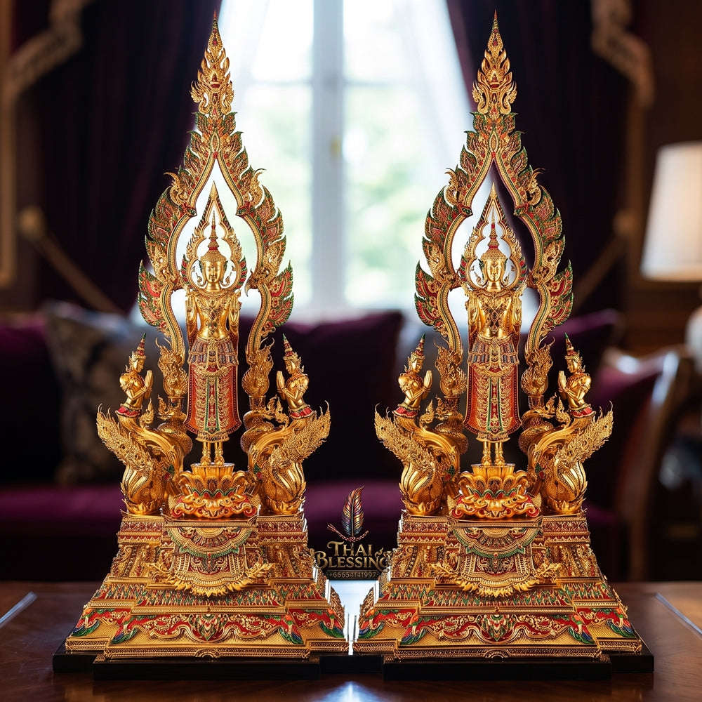 Authentic Sacred Grand Monumental Thai Fine Art Bronze Statue "Phra Phuttha Naruemit Bodhiyan Deva Nagaraja" (81 cm High Monumental Altar Size)