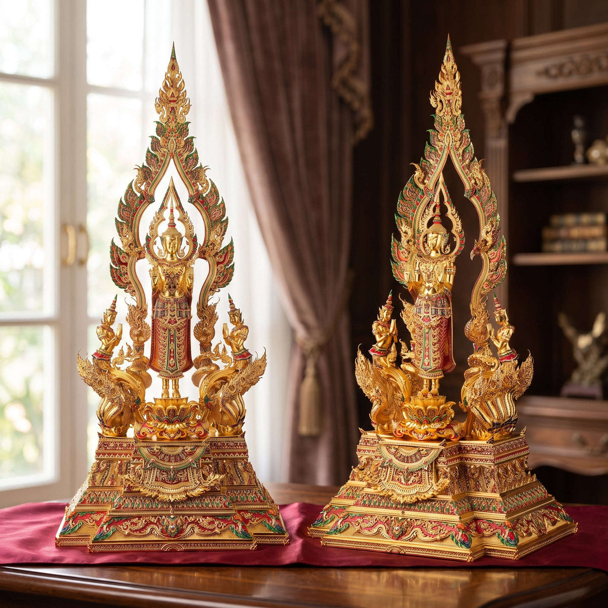 Authentic Sacred Grand Monumental Thai Fine Art Bronze Statue "Phra Phuttha Naruemit Bodhiyan Deva Nagaraja" (81 cm High Monumental Altar Size)