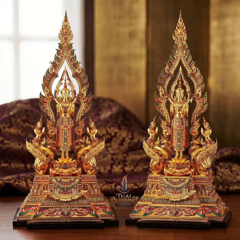 Authentic Sacred Grand Monumental Thai Fine Art Bronze Statue "Phra Phuttha Naruemit Bodhiyan Deva Nagaraja" (81 cm High Monumental Altar Size)