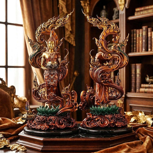 Authentic Sacred Museum-Grade Large Altar Statue "Phra Buddha Chariyawat Um Bat Prod Venai Yasat" (Standing Alms-Bowl Buddha Posture - 97 cm / 38 Inches with Genuine Marble Base) Thai Blessing Co By RURUECHA