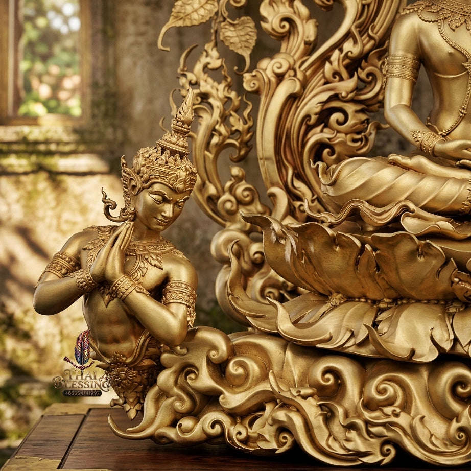 Authentic Sacred Museum-Grade Thai Fine Art Bronze Statue "Phra Phuttha Barami Bodhiyan" (3.5 Inch Lap / 28 cm High Altar Size B.E. 2568) Thai Blessing Co By RURUECHA