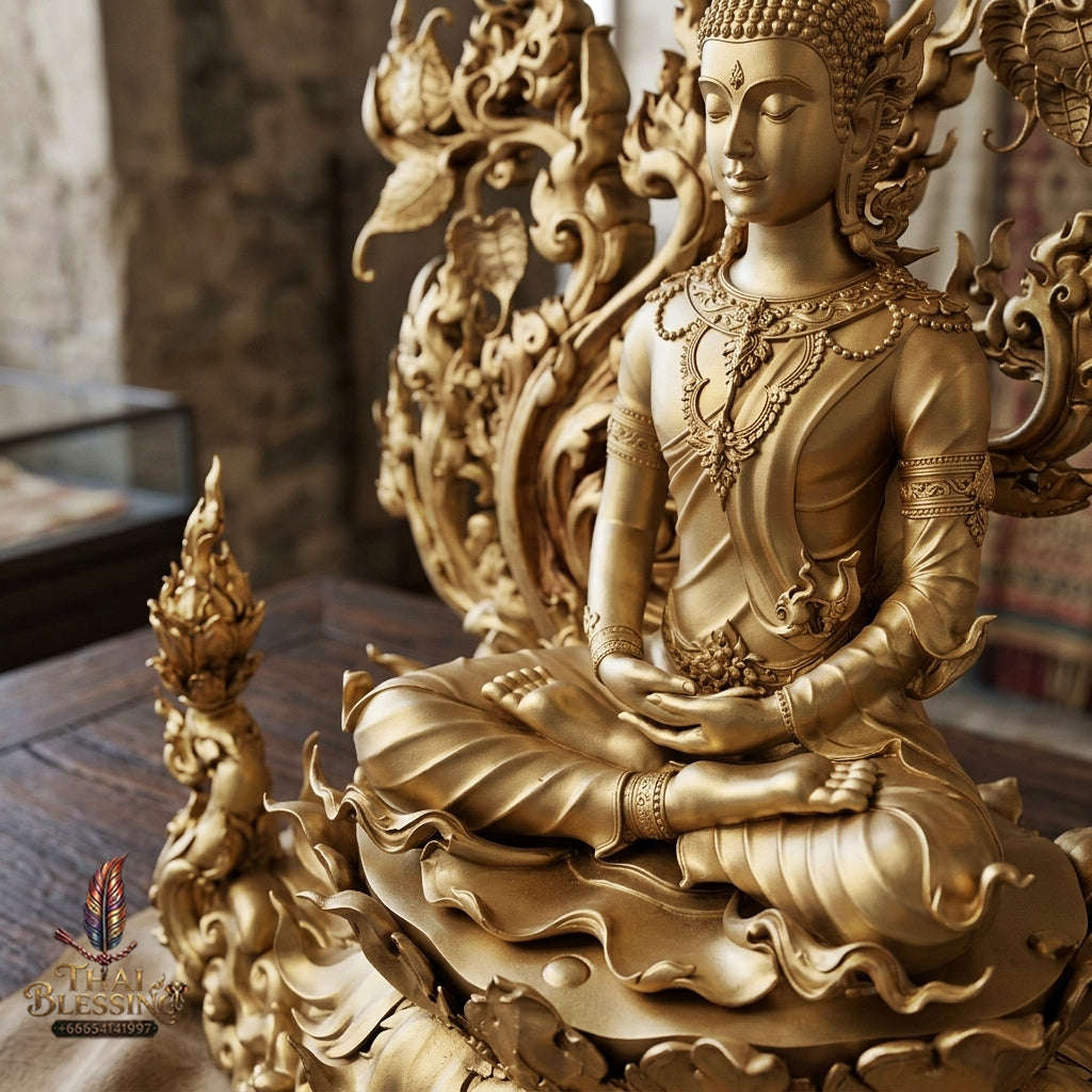 Authentic Sacred Museum-Grade Thai Fine Art Bronze Statue "Phra Phuttha Barami Bodhiyan" (3.5 Inch Lap / 28 cm High Altar Size B.E. 2568) Thai Blessing Co By RURUECHA