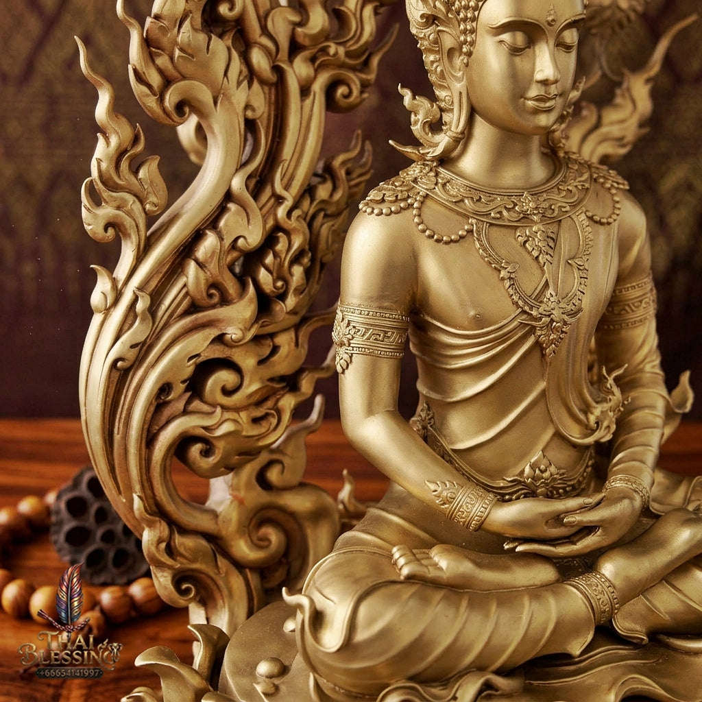 Authentic Sacred Museum-Grade Thai Fine Art Bronze Statue "Phra Phuttha Barami Bodhiyan" (3.5 Inch Lap / 28 cm High Altar Size B.E. 2568) Thai Blessing Co By RURUECHA