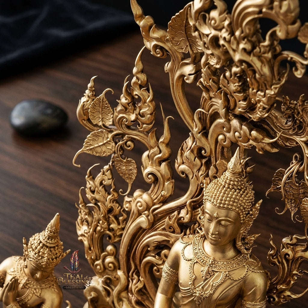 Authentic Sacred Museum-Grade Thai Fine Art Bronze Statue "Phra Phuttha Barami Bodhiyan" (3.5 Inch Lap / 28 cm High Altar Size B.E. 2568) Thai Blessing Co By RURUECHA
