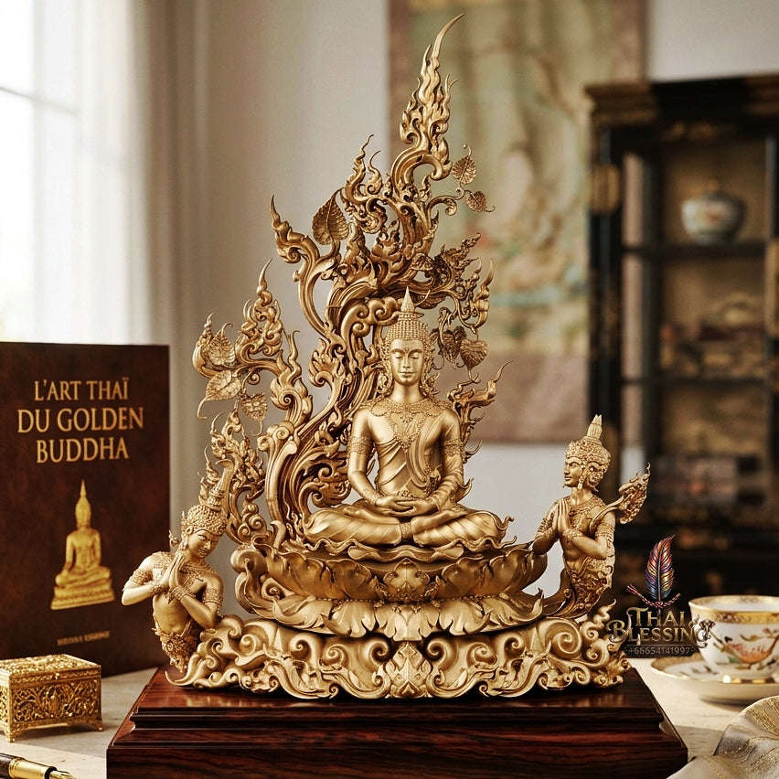 Authentic Sacred Museum-Grade Thai Fine Art Bronze Statue "Phra Phuttha Barami Bodhiyan" (3.5 Inch Lap / 28 cm High Altar Size B.E. 2568) Thai Blessing Co By RURUECHA