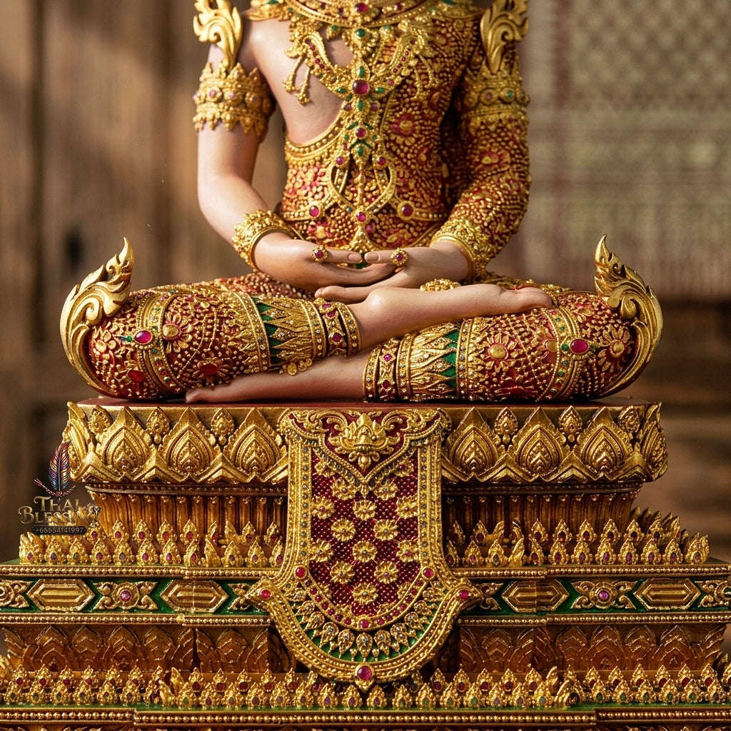 Authentic Sacred Museum-Grade Thai Fine Art Statue "Phra Rattana" (Rattanakosin Style Royal Buddha - 5 Inch Lap / 27 cm High Altar Size) Thai Blessing Co By RURUECHA