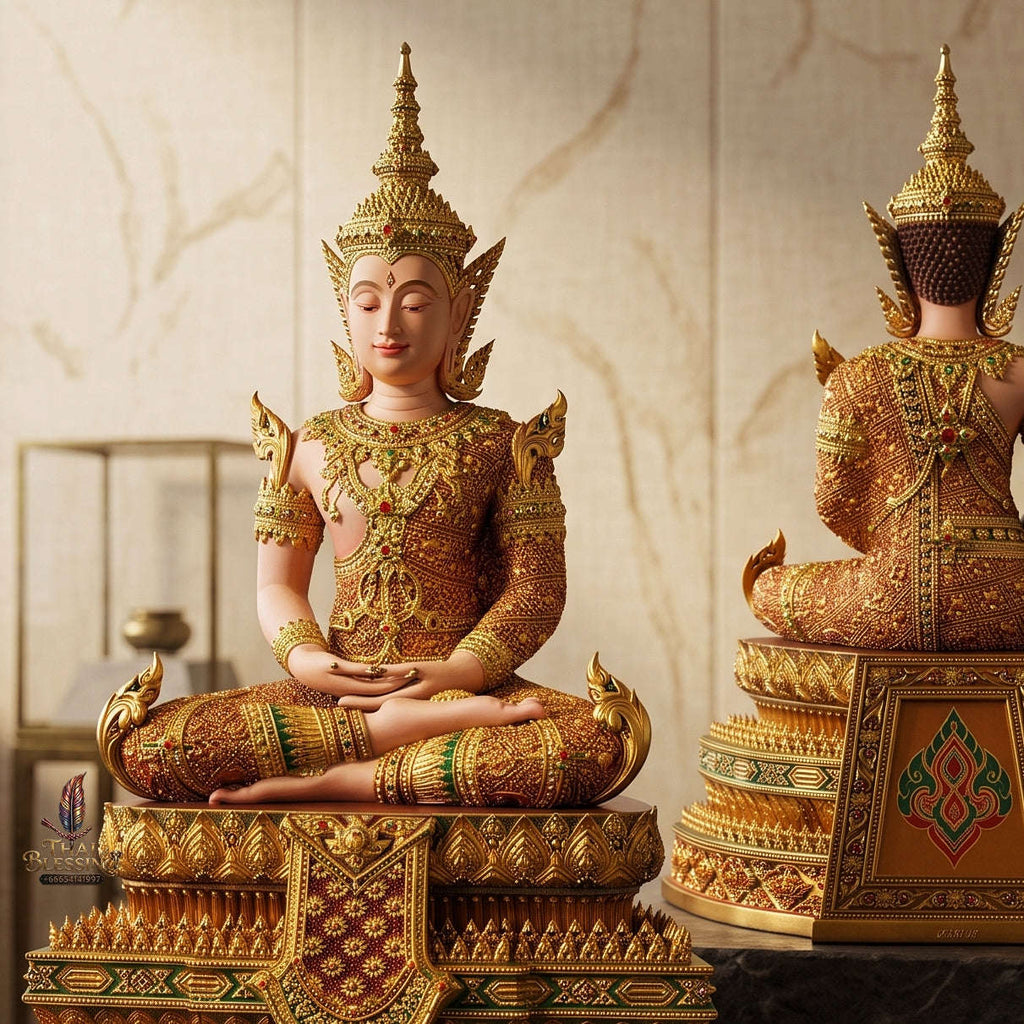 Authentic Sacred Museum-Grade Thai Fine Art Statue "Phra Rattana" (Rattanakosin Style Royal Buddha - 5 Inch Lap / 27 cm High Altar Size) Thai Blessing Co By RURUECHA