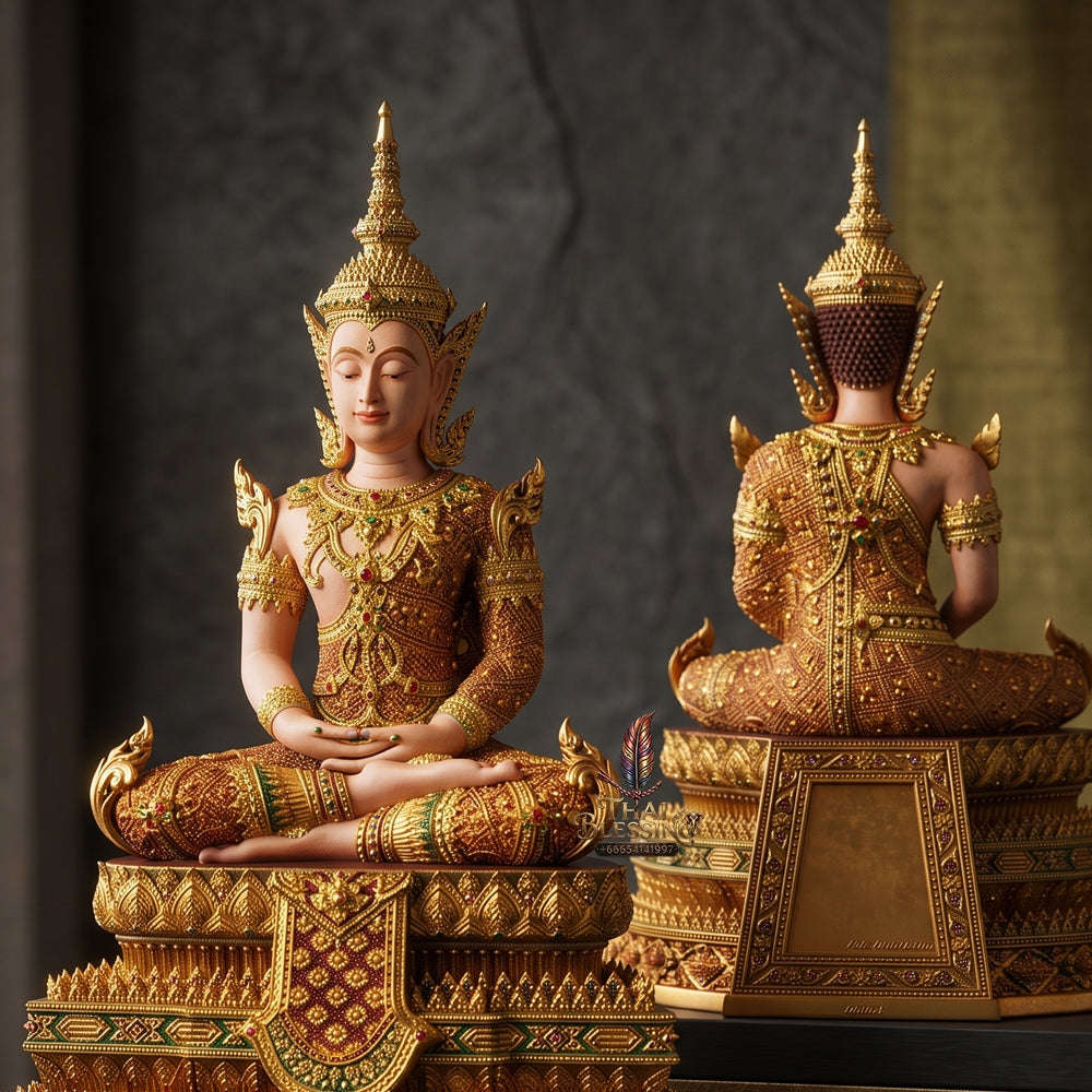 Authentic Sacred Museum-Grade Thai Fine Art Statue "Phra Rattana" (Rattanakosin Style Royal Buddha - 5 Inch Lap / 27 cm High Altar Size) Thai Blessing Co By RURUECHA