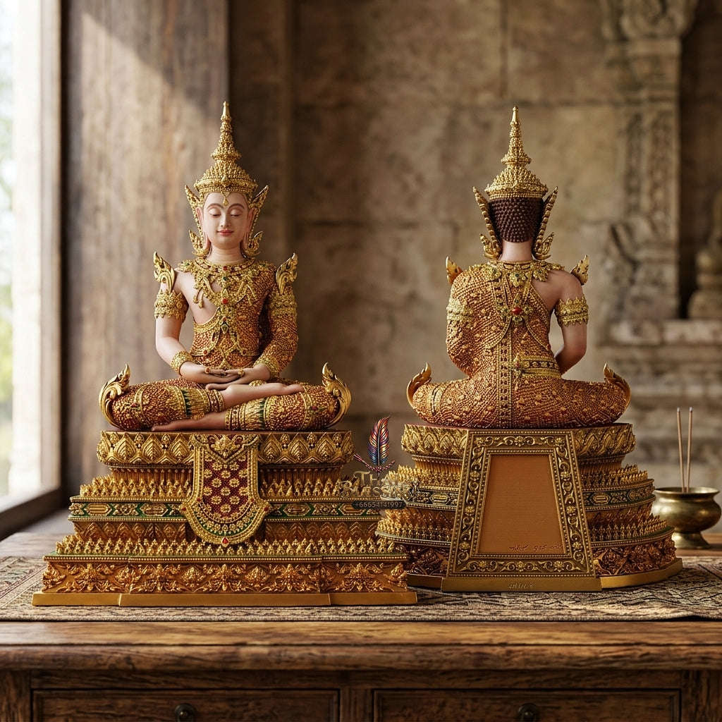 Authentic Sacred Museum-Grade Thai Fine Art Statue "Phra Rattana" (Rattanakosin Style Royal Buddha - 5 Inch Lap / 27 cm High Altar Size) Thai Blessing Co By RURUECHA