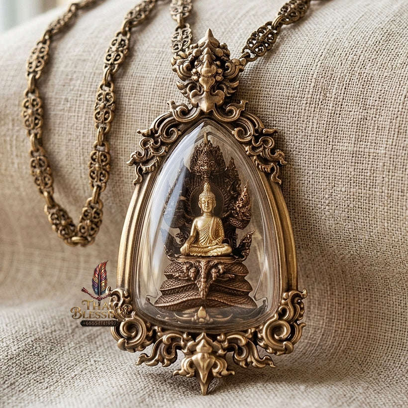 Authentic Sacred Phra Nakprok Phra Buddha Sri Sattanakaraj Phitak Protector Amulet (Antique Patina Bronze Edition - Item 1.13) Thai Blessing Co By RURUECHA