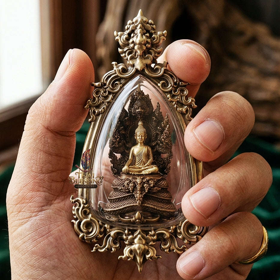 Authentic Sacred Phra Nakprok Phra Buddha Sri Sattanakaraj Phitak Protector Amulet (Antique Patina Bronze Edition - Item 1.13) Thai Blessing Co By RURUECHA