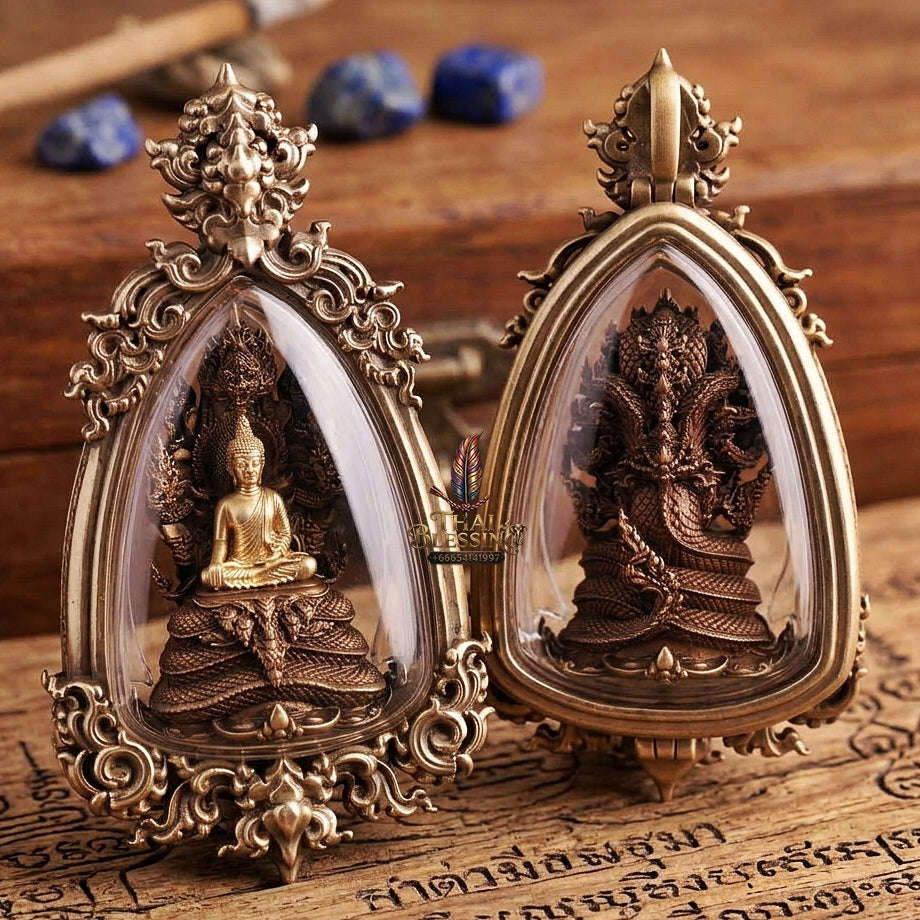 Authentic Sacred Phra Nakprok Phra Buddha Sri Sattanakaraj Phitak Protector Amulet (Antique Patina Bronze Edition - Item 1.13) Thai Blessing Co By RURUECHA