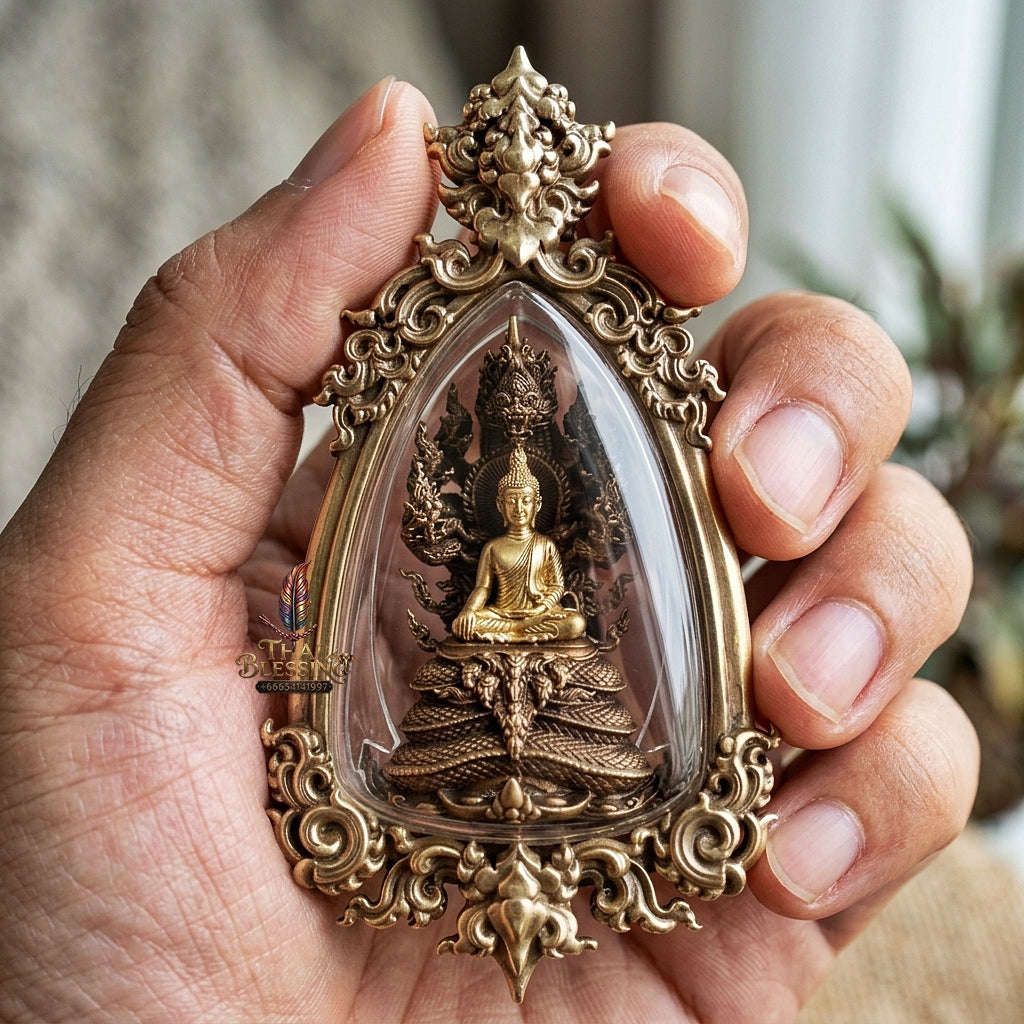 Authentic Sacred Phra Nakprok Phra Buddha Sri Sattanakaraj Phitak Protector Amulet (Antique Patina Bronze Edition - Item 1.13) Thai Blessing Co By RURUECHA