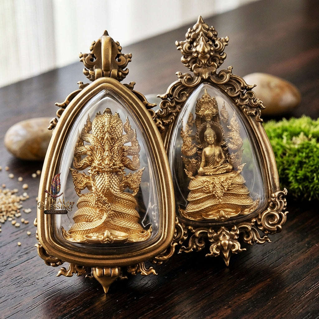 Authentic Sacred Phra Nakprok Phra Buddha Sri Sattanakaraj Phitak Protector Amulet (Pure Sacred Bronze Edition - Item 1.10) Thai Blessing Co By RURUECHA