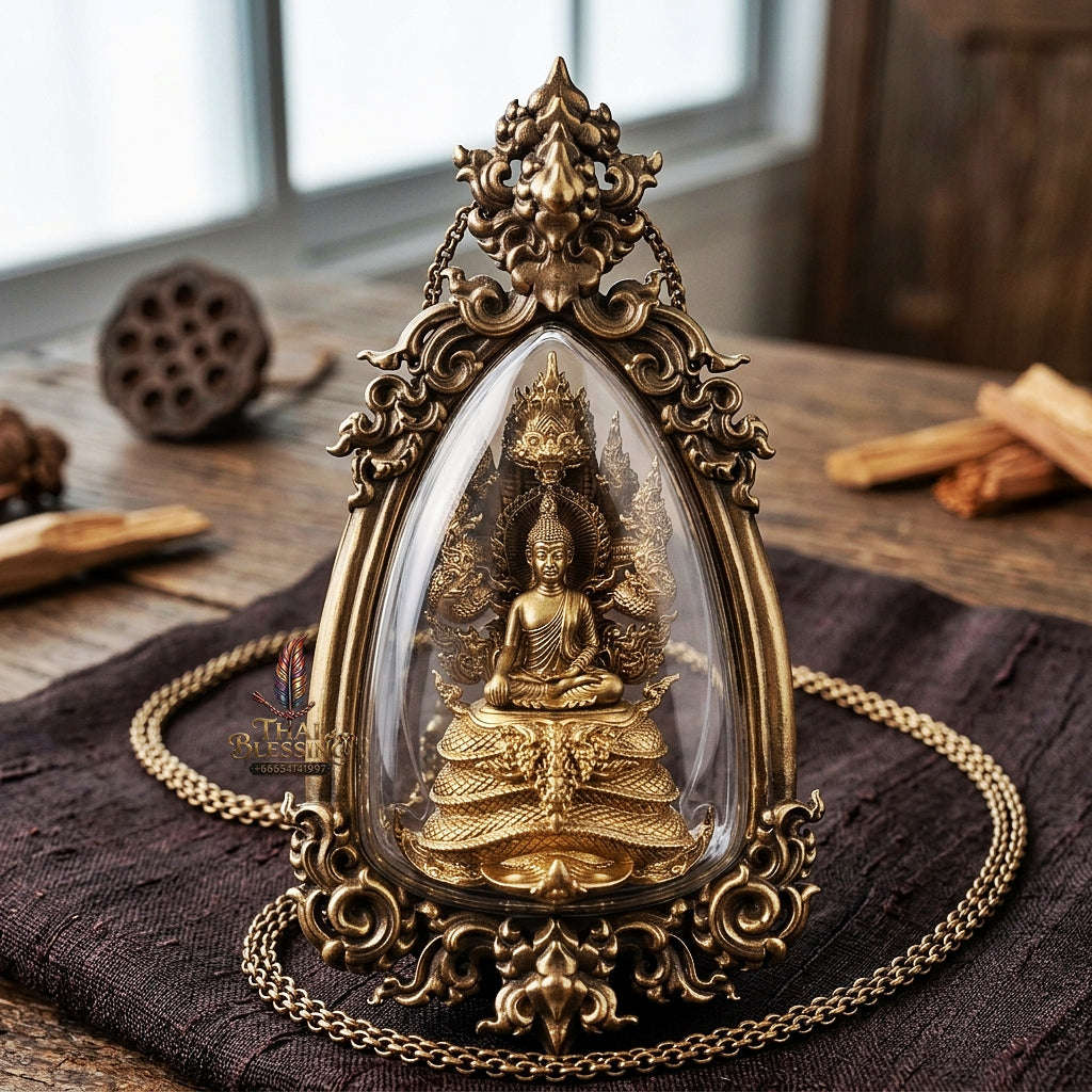 Authentic Sacred Phra Nakprok Phra Buddha Sri Sattanakaraj Phitak Protector Amulet (Pure Sacred Bronze Edition - Item 1.10) Thai Blessing Co By RURUECHA