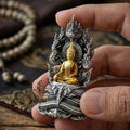 Authentic Sacred Phra Nakprok Phra Buddha Sri Sattanakaraj Phitak Protector Amulet (White Bronze Silver Satin Plated with Gold & Enamel Buddha - Item 1.7) Thai Blessing Co By RURUECHA