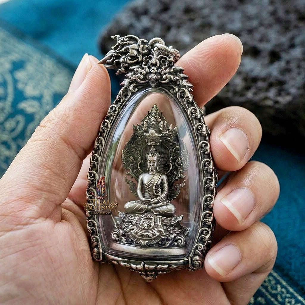 Authentic Sacred Phra Nakprok Phra Vimuttisuk Deva Nagaraj Protector Amulet (Silver Satin Plated Sacred Bronze Edition - Item 5) Thai Blessing Co By RURUECHA