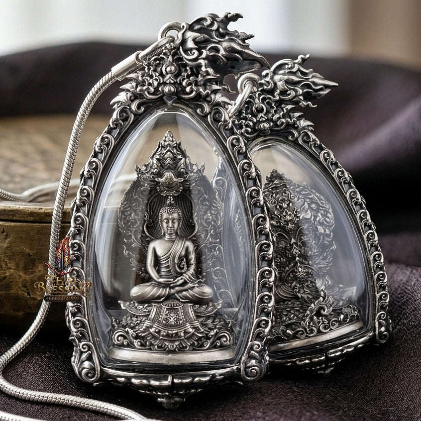 Authentic Sacred Phra Nakprok Phra Vimuttisuk Deva Nagaraj Protector Amulet (Silver Satin Plated Sacred Bronze Edition - Item 5) Thai Blessing Co By RURUECHA
