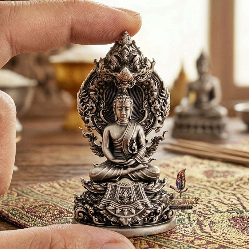 Authentic Sacred Phra Nakprok Phra Vimuttisuk Deva Nagaraj Protector Amulet (Silver Satin Plated Sacred Bronze Edition - Item 5) Thai Blessing Co By RURUECHA