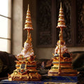 Authentic Sacred Thai Contemporary Fine Art Bronze Statue "Ganesha Subhamangala" (8 cm High Desktop & Altar Size) Thai Blessing Co By RURUECHA