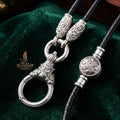 Authentic Sacred Thai Fine Art Amulet Necklace "Na Thep - Asurina Phra Rahu Edition" (925 Sterling Silver Rhodium-Plated Carabiner Clasp with Premium Korean Cord) Thai Blessing Co By RURUECHA