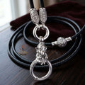 Authentic Sacred Thai Fine Art Amulet Necklace "Na Thep - Khasaya Lord Ganesha Edition" (925 Sterling Silver Rhodium-Plated Carabiner Clasp with Premium Korean Cord) Thai Blessing Co By RURUECHA