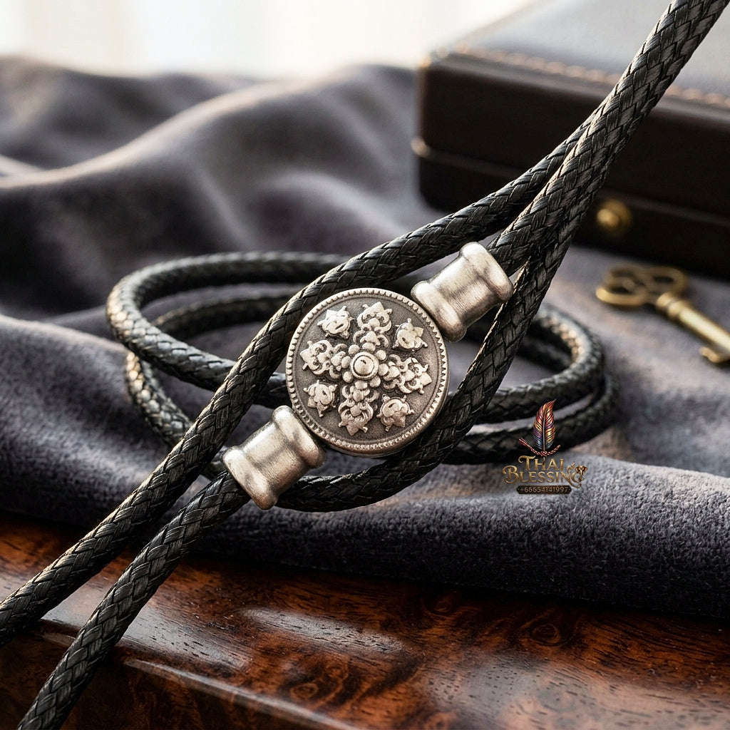 Authentic Sacred Thai Fine Art Amulet Necklace "Na Thep - Nakaya Naga King Edition" (925 Sterling Silver Rhodium-Plated Carabiner Clasp with Premium Korean Cord) Thai Blessing Co By RURUECHA