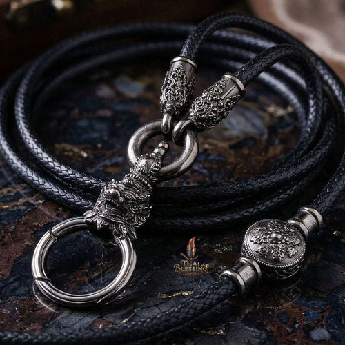Authentic Sacred Thai Fine Art Amulet Necklace "Na Thep - Subarna Phaya Krut Garuda Edition" (Black Rhodium-Plated Bronze Carabiner Clasp with Premium Korean Cord) Thai Blessing Co By RURUECHA