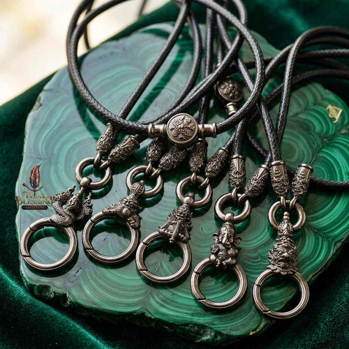 Authentic Sacred Thai Fine Art Amulet Necklace "Na Thep - Wessapusa Thao Wessuwan Edition" (Black Rhodium-Plated Bronze Carabiner Clasp with Premium Korean Cord) Thai Blessing Co By RURUECHA