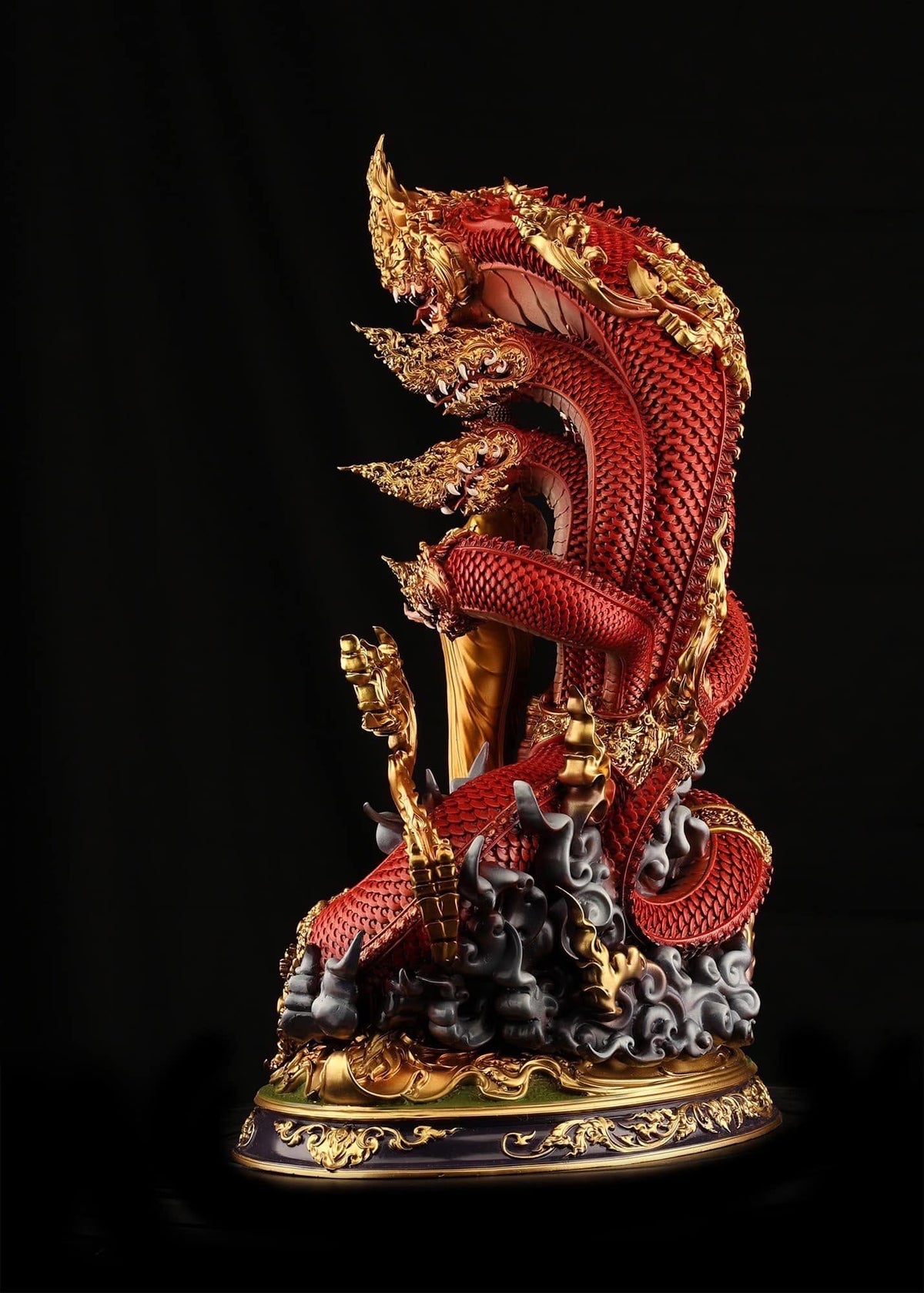 Authentic Sacred Thai Fine Art Bronze Statue "Phra Phuttha Chariyawat Um Bat Prok Nagaraja" (Standing Alms-Bowl Buddha protected by Naga - 40 cm / 16 Inch High Altar Size - 14 kg) Thai Blessing Co By RURUECHA