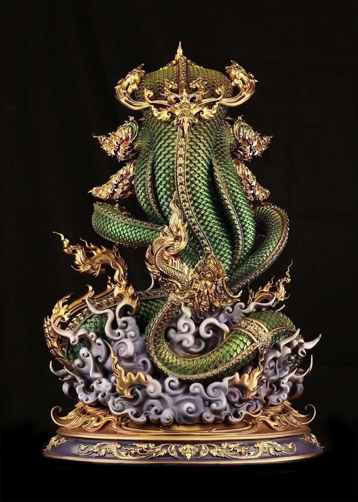 Authentic Sacred Thai Fine Art Bronze Statue "Phra Phuttha Chariyawat Um Bat Prok Nagaraja" (Standing Alms-Bowl Buddha protected by Naga - 40 cm / 16 Inch High Altar Size - 14 kg) Thai Blessing Co By RURUECHA