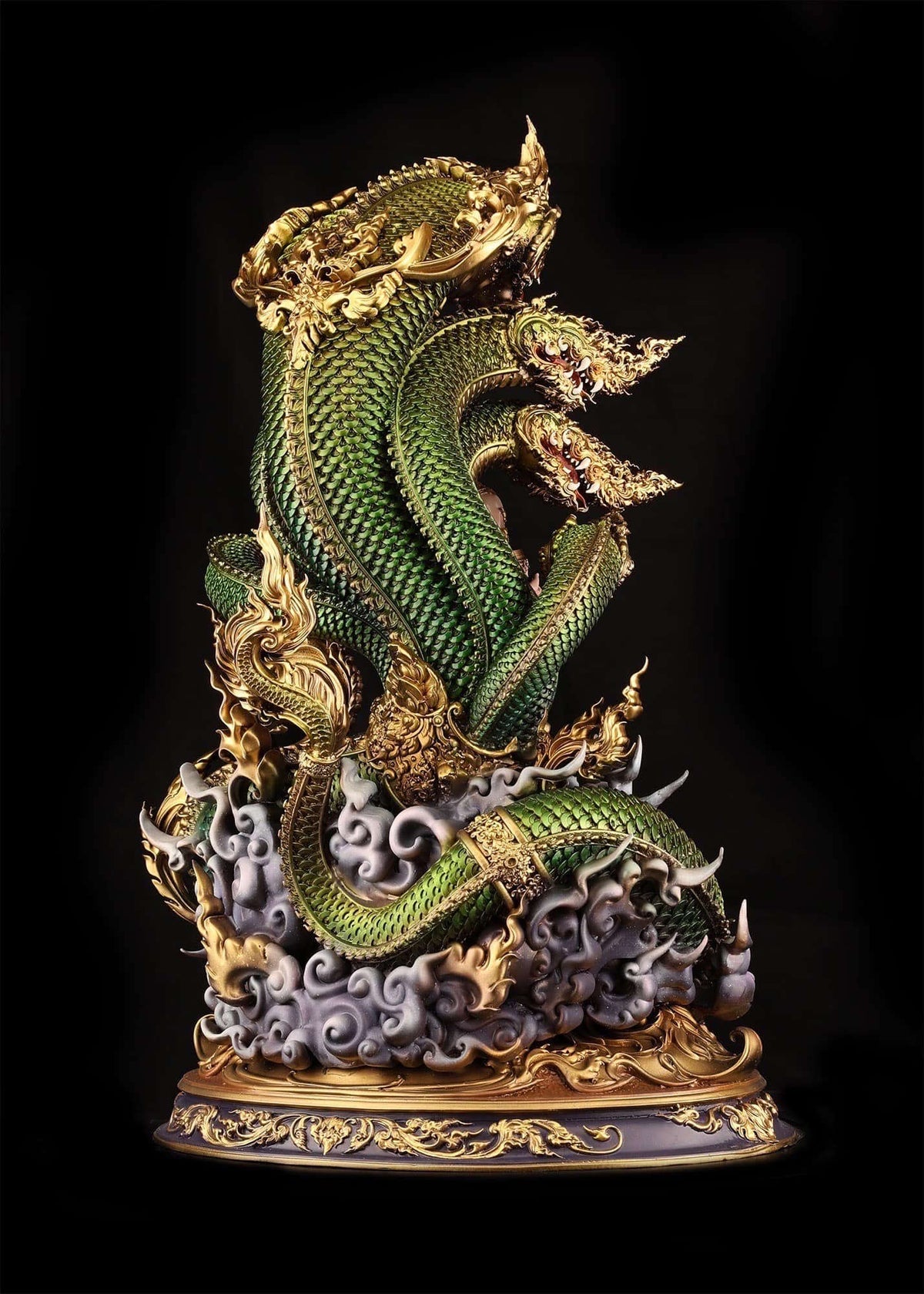 Authentic Sacred Thai Fine Art Bronze Statue "Phra Phuttha Chariyawat Um Bat Prok Nagaraja" (Standing Alms-Bowl Buddha protected by Naga - 40 cm / 16 Inch High Altar Size - 14 kg) Thai Blessing Co By RURUECHA