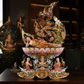 Authentic Sacred Thai Fine Art Hand-Painted Bronze Statue "Phra Chaturaphit Barami Saiyat" (Reclining Buddha - 44 cm / 17 Inch High Altar Size - 10 kg) Thai Blessing Co By RURUECHA
