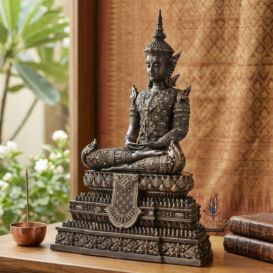 Authentic Sacred Thai Fine Art Statue "Phra Rattana" (Rattanakosin Style Royal Buddha - 5 Inch Lap / 27 cm High Altar Size) Thai Blessing Co By RURUECHA