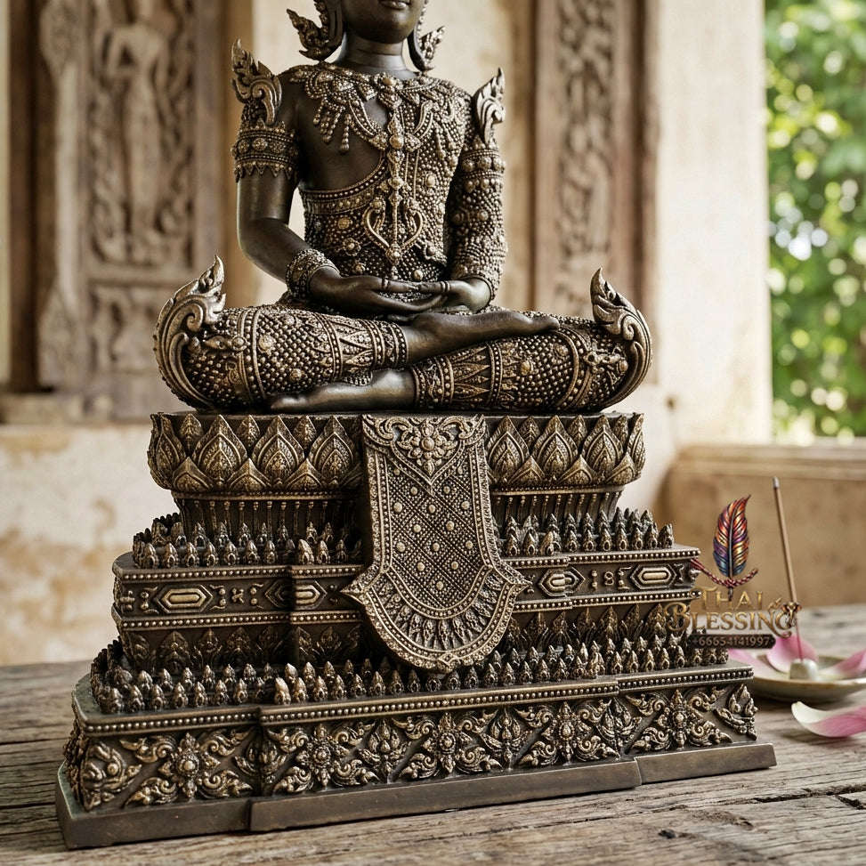 Authentic Sacred Thai Fine Art Statue "Phra Rattana" (Rattanakosin Style Royal Buddha - 5 Inch Lap / 27 cm High Altar Size) Thai Blessing Co By RURUECHA