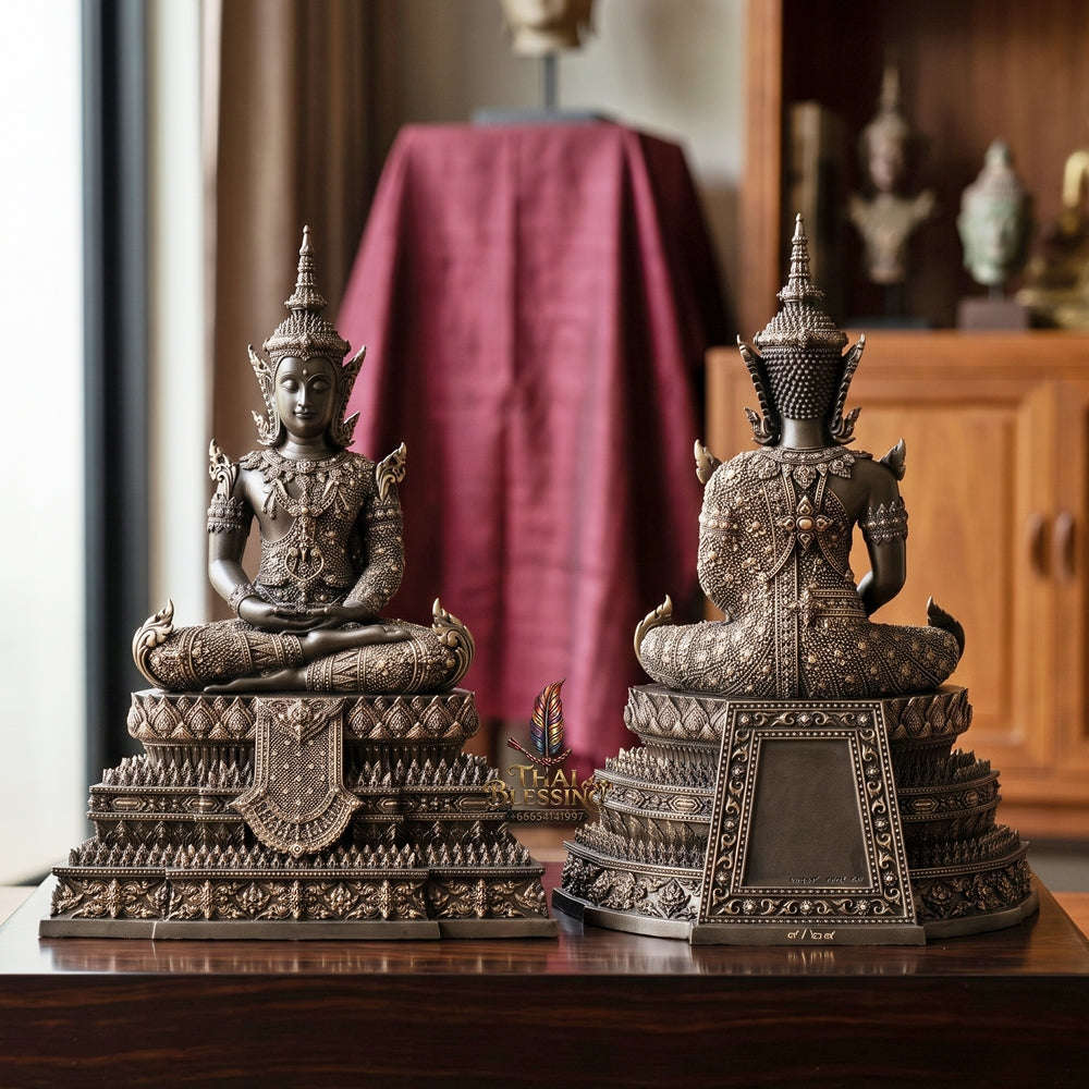 Authentic Sacred Thai Fine Art Statue "Phra Rattana" (Rattanakosin Style Royal Buddha - 5 Inch Lap / 27 cm High Altar Size) Thai Blessing Co By RURUECHA